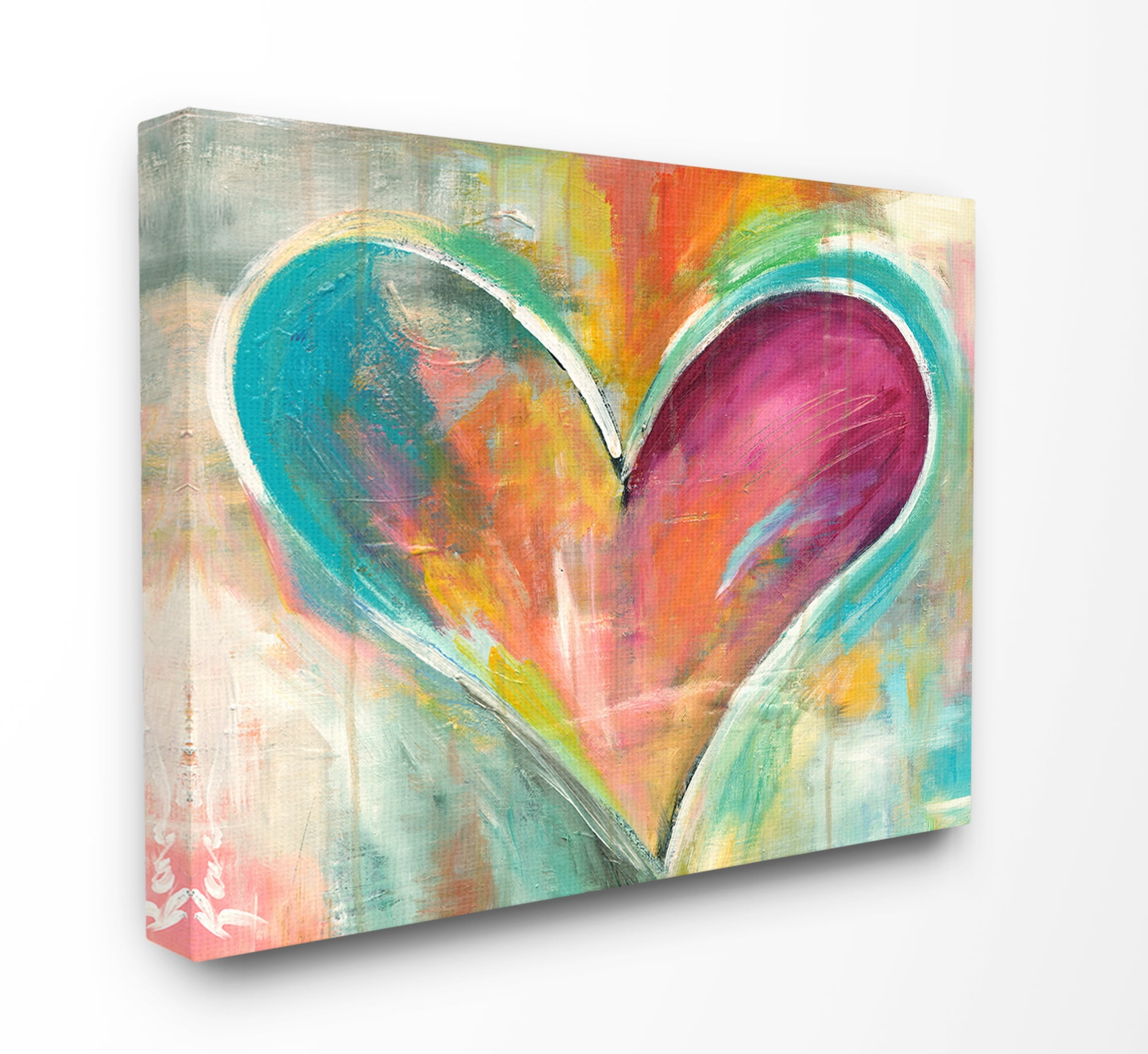 Stupell Home Decor Collection Abstract Colorful Textural Heart Painting  Stretched Canvas Wall Art, 16 x 1.5 x 20