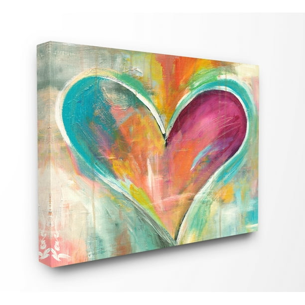 Stupell Home Decor Collection Abstract Colorful Textural Heart Painting Stretched Canvas Wall Art 16 X 1 5 20 Com - Home Decorators Collection Wall Art