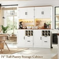 thumbnail image 7 of Homieasy 72'' Tall Pantry Cabinet with 2 Drawers and Doors, Farmhouse Kitchen Cupboard with Power Outlets and Lights, White & Walnut, 7 of 7