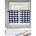 thumbnail image 5 of Navy Blue Check Tier Curtains 24 Inch Length, Sheer Curtains for Bedroom Living Room Window Farmhouse Buffalo Plaid Blue Rod Pocket Voile Drapes Kitchen Curtains Small Half Window 27.5"x24" 2 Panels, 5 of 6