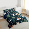thumbnail image 3 of Homewish Jungle Fox Animal Full Size Comforter Sets for Child, Pine Tree Botanical Bedding Comforter Set, Kawaii Woodland Wildlife Reversible Bedding Sets, Luxury Bedroom Decor, 3-Piece, 3 of 8