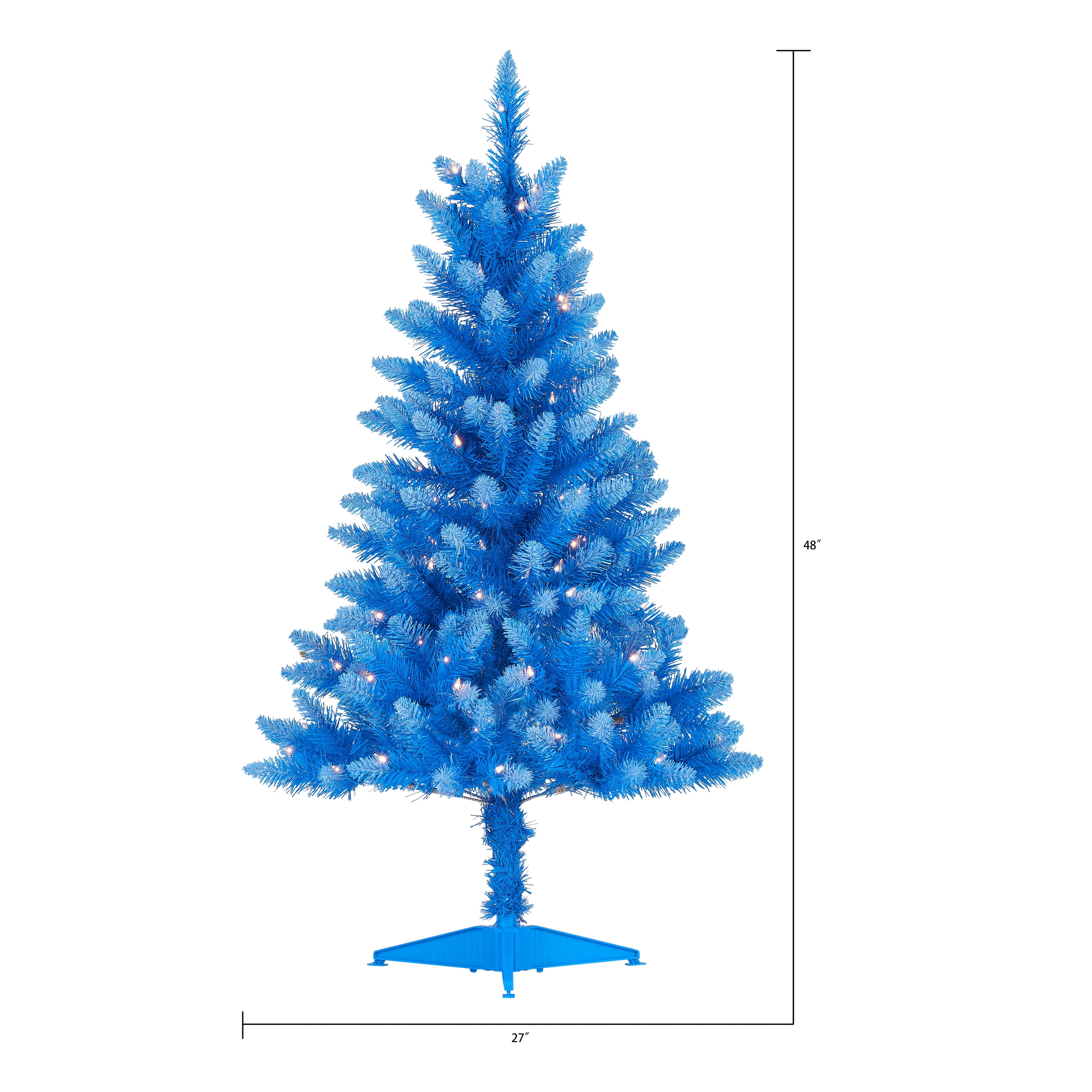 Holiday Time 4Ft Pre-Lit Blue Christmas Tree With 196 Branch Tips, Blue, 4', Clear - Walmart.com