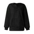 thumbnail image 5 of Fiaer,Women's Quarter Zip Oversized Sweatshirts,Loose Fit Casual Trendy Long Sleeve V Neck Solid Lapel Collared Warm Pullover for Women,Women Tops with Pocket Black1 XXXL, 5 of 6