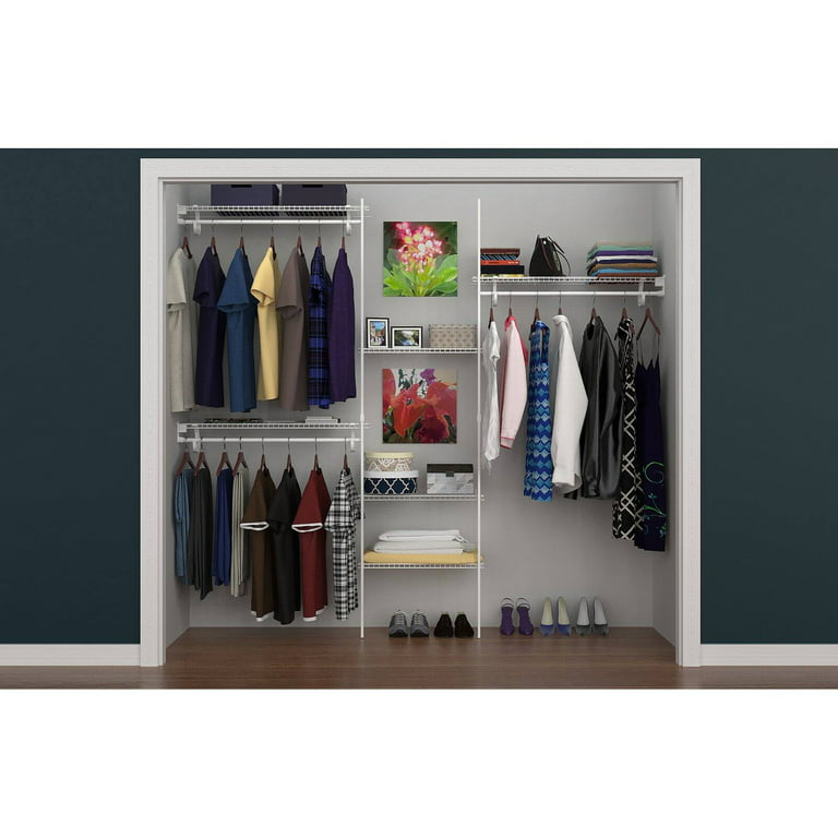 ClosetMaid ShelfTrack 5-ft to 8-ft Wide Closet Organizer Kit White