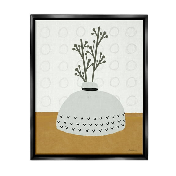 Stupell Industries Modern Leaf Bouquet Botanical & Floral Painting Black Floater Framed Canvas Art Print Wall Art, 17 x 21