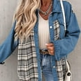 thumbnail image 4 of SWSMCLT Women's Denim Jacket Long Sleeve Jean Top Snow Spring Plaid Printed Casual Fall Button Jackets & Coats Fashion Western Blue Small, 4 of 4