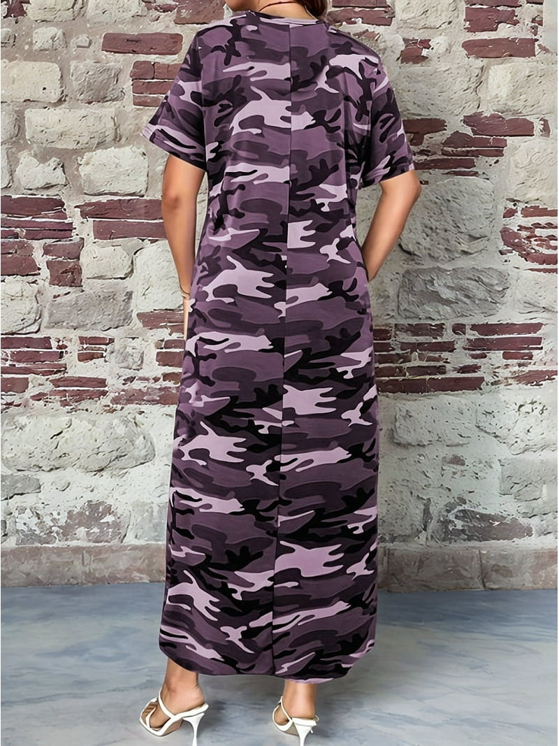 Women'S Casual Summer T Shirt Dress Loose Short Sleeve Camo Tunic Dress  with Pocket for Women S - Walmart.com