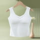 thumbnail image 4 of Pijama de manga corta para mujer, de verano, talla grande, con tirantes, almohadillas para el pecho y el centro de la espalda, sin mangas y pijama interior, blusa de poliéster para mujer., 4 of 6