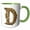 Green/White, variant on 3drose, Elegant Image of Gold Victorian Ornate Monogram Initial D, 15oz Mug