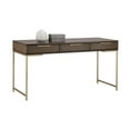 thumbnail image 4 of Maklaine 59" Contemporary Wood Desk with 3 Drawers in Brushed Gold and Brown, 4 of 11