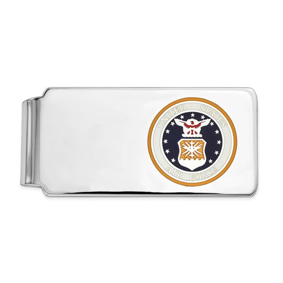 FB Jewels 925 Sterling Silver Rhodium-Plated U.S. Air Force Money Clip, Gold Background