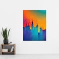 thumbnail image 2 of Modern Abstract Warm Bright Colourful New York Sunset Skyline Extra Large XL Wall Art Poster Print, 2 of 3