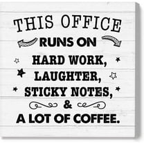 Teamwork Wall Art For Office,Work Signs For Office Funny,This Office Runs On Hard Work Laughter Canvas Frame Poster For Office Workplace Wall Decor