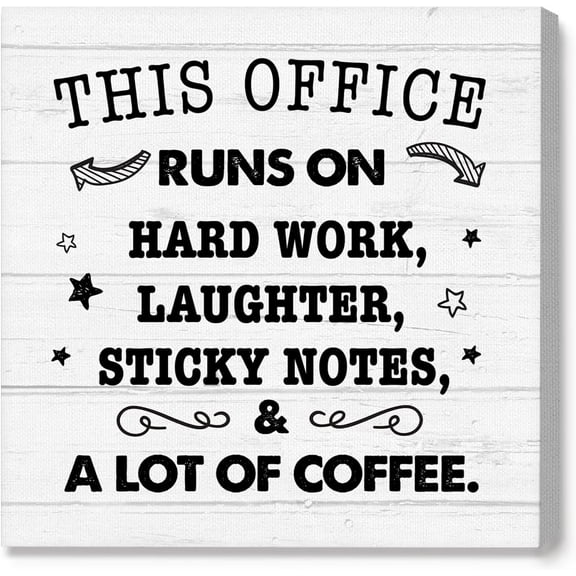 Teamwork Wall Art For Office,Work Signs For Office Funny,This Office Runs On Hard Work Laughter Canvas Frame Poster For Office Workplace Wall Decor