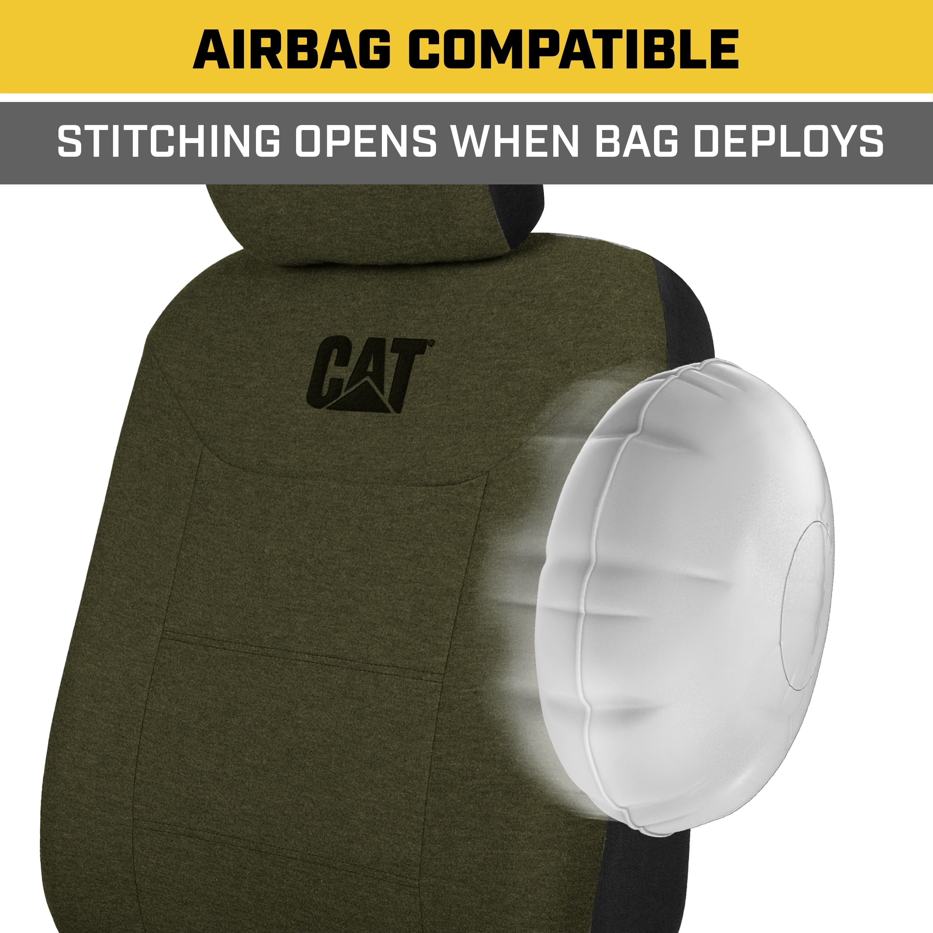 Cat CozyBlend Car Seat Covers, Olive Green Heather - Premium Jersey Fabric Seat Covers for Cars Trucks SUV, Universal Fit