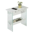 thumbnail image 2 of SoHo Table d'Appoint Électrique à Dessus Rabattable en Bois Marbré Blanc avec Verre Transparent, 2 of 2