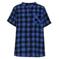 thumbnail image 3 of ZUKMRJPC Womens Summer Tops V Neck Button Down Short Sleeve Checkered Shirts Loose Fit Casual Lightweight Gingham Plaid Tunic Shirts, 3 of 6