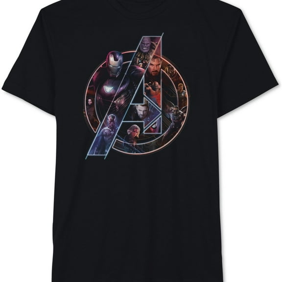 Hybrid Mens Avengers Assemble Graphic T-Shirt, Black, XXXXX-Large
