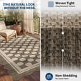 thumbnail image 3 of HIWEAVER Brown 5' x 7' Scalloped-edge Easy Jute Area Rug for Living Room Modern Bordered Plaid Indoor Outdoor Neutral Carpet for Patios Non Slip Washable Throw Mat for Home Decor, 3 of 6