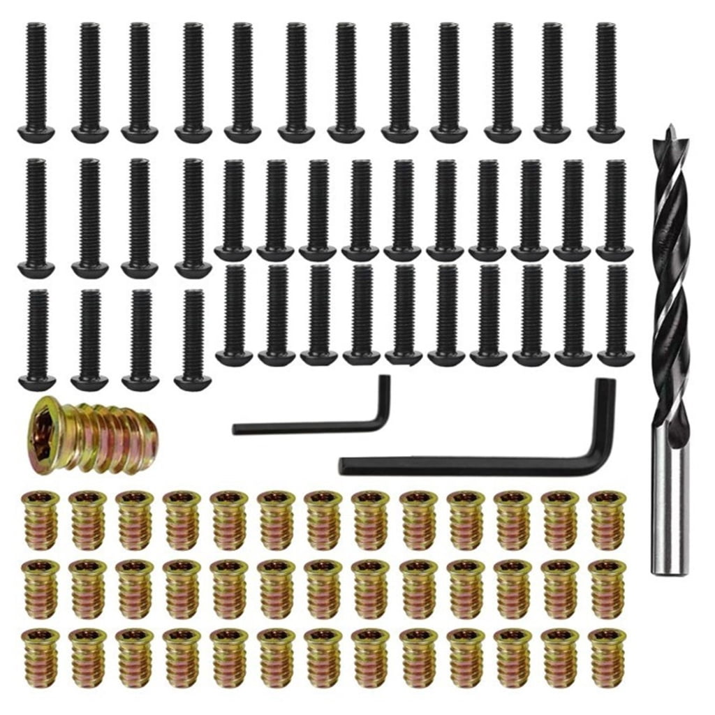 32Pcs Metal Fastening Hardware Furniture Screw Nut Threaded Inserts for Woodworking Projects Anti Corrosion Bolt