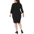 thumbnail image 3 of Agnes Orinda Robe Crayon Peplum Grande Taille pour Femmes Col Rond Manches 3/4 Évasée Fourreau Bureau Affaires Robes 2X Noir, 3 of 6