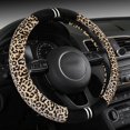 thumbnail image 1 of Leopard Print Steering Wheel Cover,Cheetah Velvet Cloth,Smooth Touching,Breathable,Universal 15 inch,Beige (leo01), 1 of 4