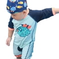 thumbnail image 3 of URMAGIC Baby Boys One Piece Zip Swimsuit Set Toddler Long Sleeve Sun Protection Swimwear with Hat 4-5 Years, 3 of 13