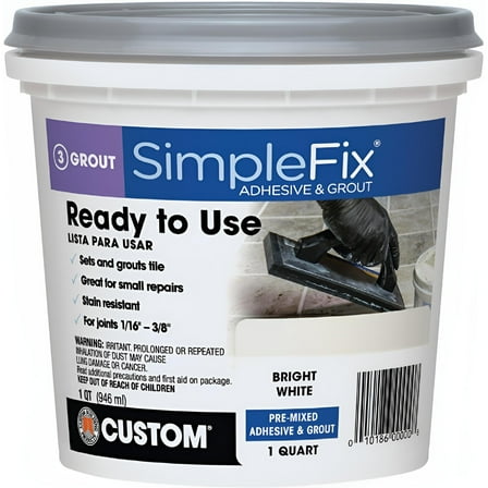Custom Building Products Simplefix Adhesive and Grout - Stain Resistant - 1 Qt, White