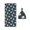 Honeii Duck In The Space Print Swaddle Blanket and Hat Set Newborn