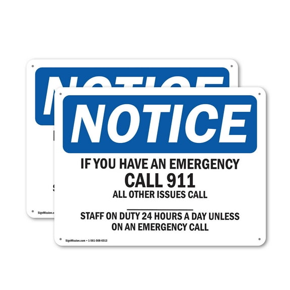 (2 Pack) If You Have An Emergency Call 911 All Other OSHA Notice Sign 10 Inch X 7 Inch Indoor / Outdoor Rust-Free Aluminum Metal Signs for Workplace, Workshop, and Construction Site,