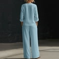 thumbnail image 6 of VBVC Women's Button 2 Piece Outfits Set,Long Sleeve Top and Wide Leg Pants For Women, Ladies' V-Neck Loungewear Tracksuit with Pockets,Light Blue,S-2XL, 6 of 6