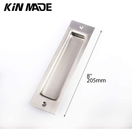 ATT Hardware 8'' Brushed Nickel Recessed Sliding Barn Door Flush Handle Pull Modern Pocket Door Hardware