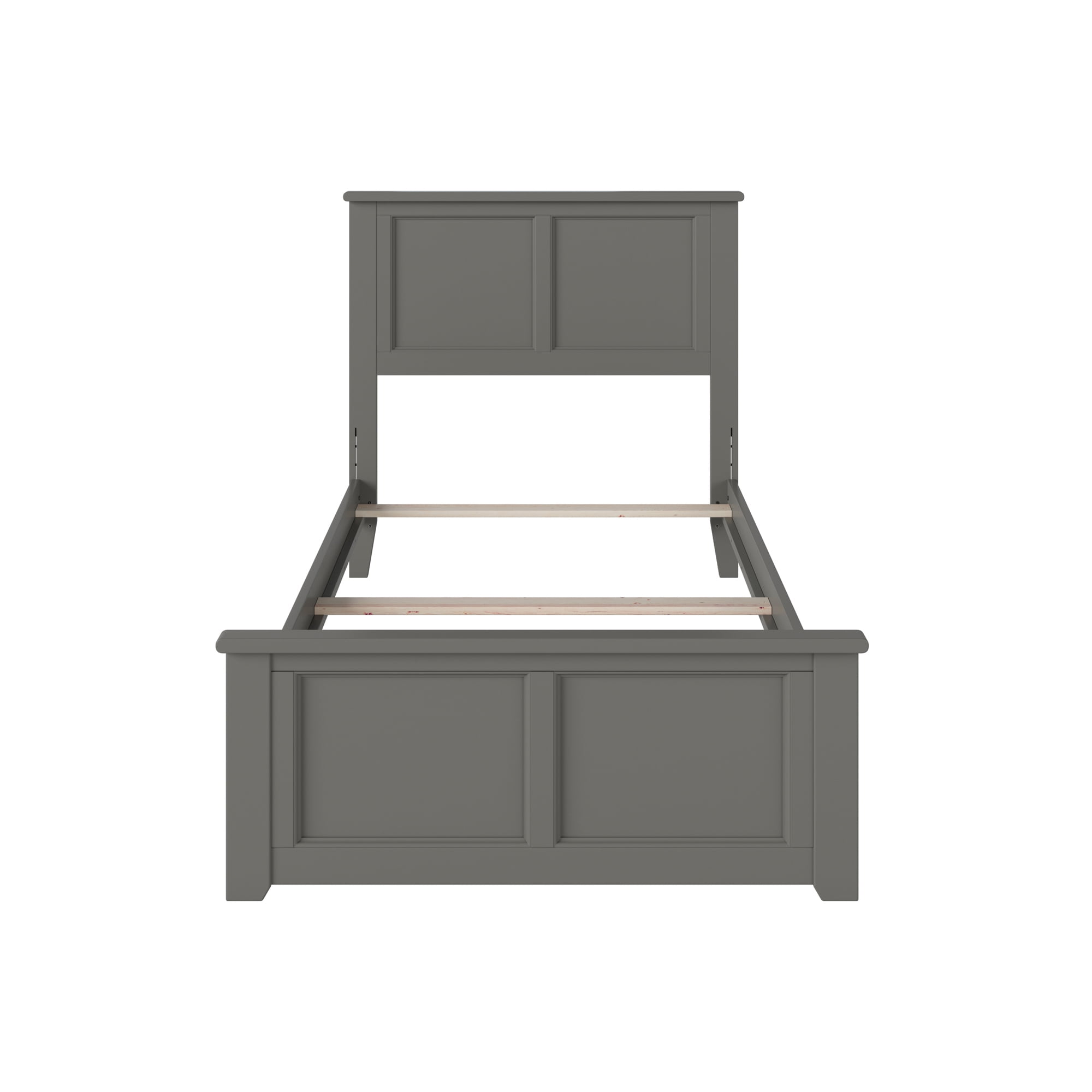 AFI Madison Twin Solid Wood Foundation Bed with Matching Headboard Footboard, Grey