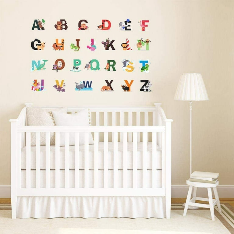 Animal Alphabet Decals ABC Wall Decals Stickers Peel and Stick Vinyl A-Z  Alphabet Wall Decor for Kids Nursery Baby Room Multi price in UAE,   UAE