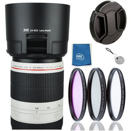 Image of JJC LH-83D Lens Hood Shade For Canon EF 100-400mm IS II USM ET-83D + Lens Cap Set of 3 Filters Cap Holder