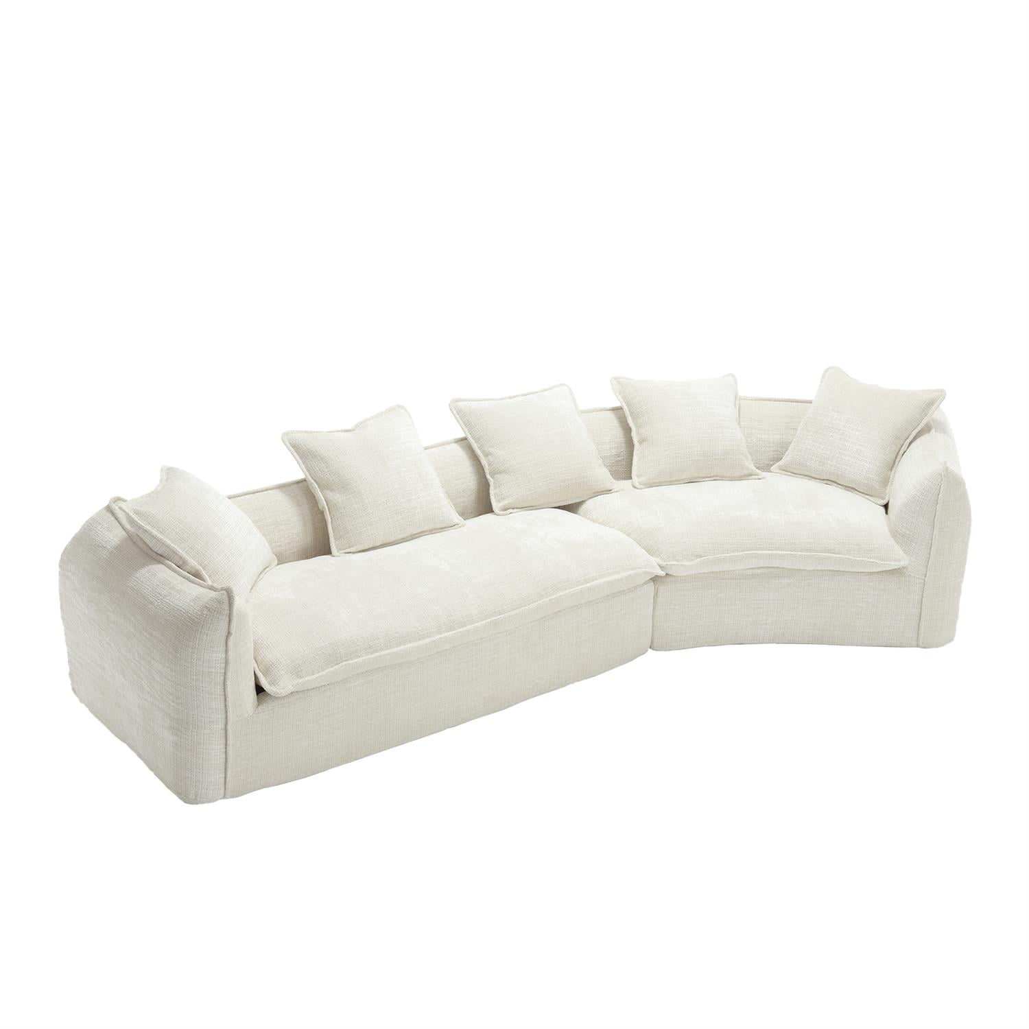 Demi Bonn 125" Modern Modular U-Shaped Sectional Sofa, Spacious 5-Seat Chenille Fabric Couch with Plush Pillows for Living Room, Minimalist Cloud-Style, Beige