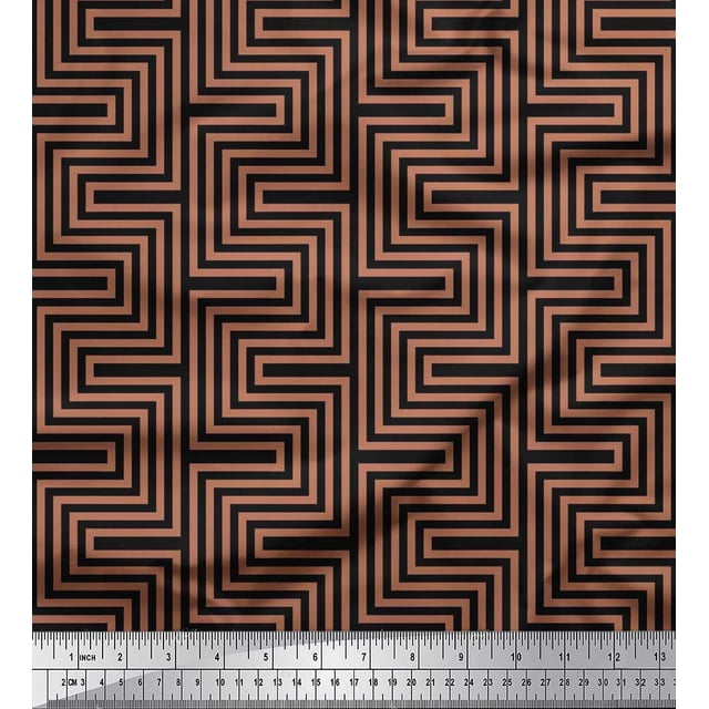 Soimoi Modal Satin Fabric Square & Spiral Geometric Decor Fabric Printed Yard 42 Inch Wide