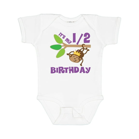 Inktastic Half Birthday 6 Months Baby Monkey Boys or Girls Baby Bodysuit