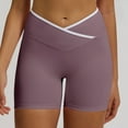 thumbnail image 2 of Biker Shorts for Women Cross Waist Yoga Workout Spandex Shorts Tummy Control Soft Athletic Running Gym Shorts, 2 of 5