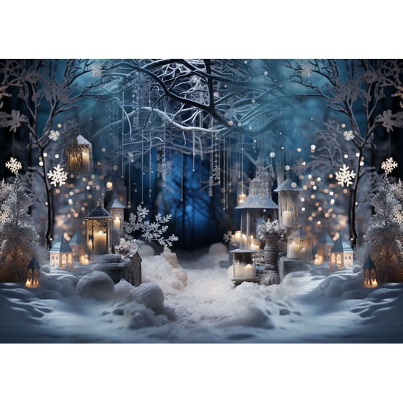 Mehofond Photography Backdrop Christmas Night Street for Kids Birthday Party Glitter Forest Star Background Photoz Studio