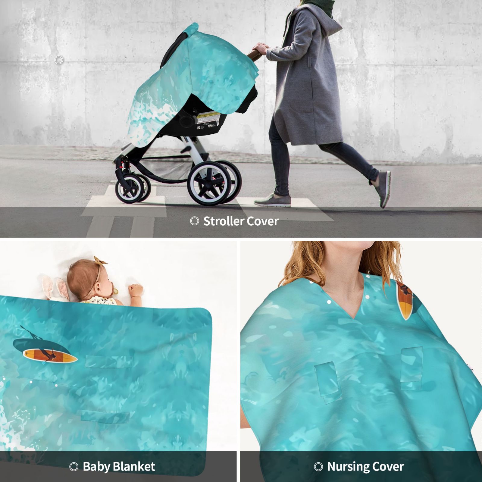 Car Seat Cover Baby - Tranquil Ocean Canoe Journey Breathable Infant Car Seat Cover for Baby Carseat, Lightweight Comfort Baby Essentials Must Haves Newborn Stuff for Girl Boy