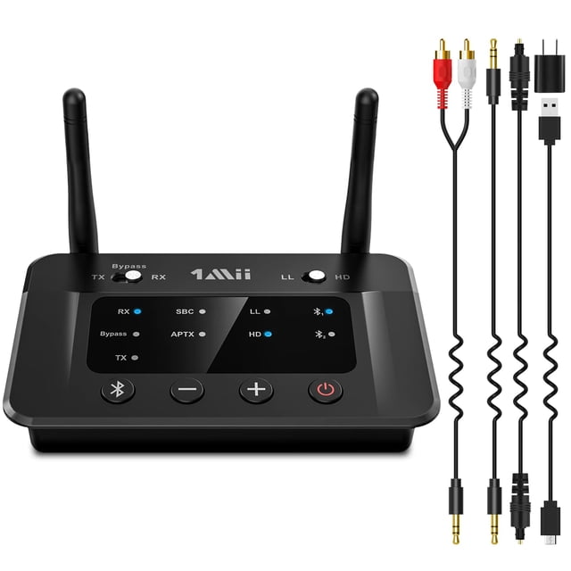 1Mii B03 Transmisor Receptor Bluetooth 5.3 para TV Home Stereo BT Auriculares, Adaptador de Audio Bluetooth aptX de Baja Latencia y HD, Divisor para Cableado e Inalámbrico, Entradas/Salidas Ópticas RC
