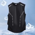 thumbnail image 5 of Qiyinn Men Sleeveless Gym Tank Top Mesh Panel Breathable Quick Dry Workout Athletic Vest with Reflective Stripes Loose Fit Casual Sport Shirt for Adult, 5 of 9