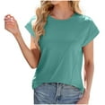 thumbnail image 2 of AherBiu T-Shirts pour Femmes à Col Rond, Coupe Ample, T-Shirts de Sortie, Mode Été, Décontracté, Manches Courtes, 2 of 8
