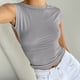 thumbnail image 5 of Camiseta Sin Mangas Básica Camiseta sin mangas básica para mujer, ropa diaria expuesta al ombligo sin espalda para mujer (gris L) Ygjytge para Mujer Gris T M, 5 of 9