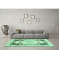 thumbnail image 3 of Ahgly Company Machine Washable Indoor Round Abstract Turquoise Blue Modern Area Rugs, 4' Round, 3 of 4
