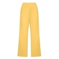 thumbnail image 4 of YDLCAFD Summer E Fashion Pants For Women Drawstring Elastic High Waist Linen Pant Straight Wide Leg Cropped Trouser, 4 of 5