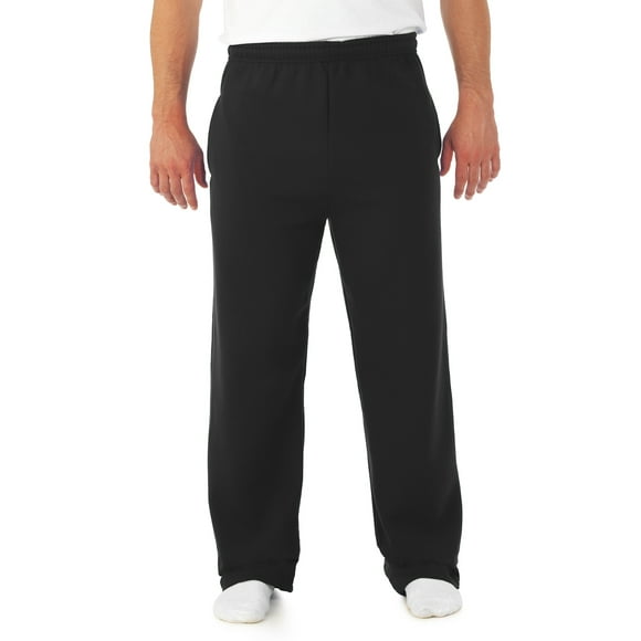 Jerzees Mens NuBlend Pocketed Open-Bottom Sweatpants, 3X, Black