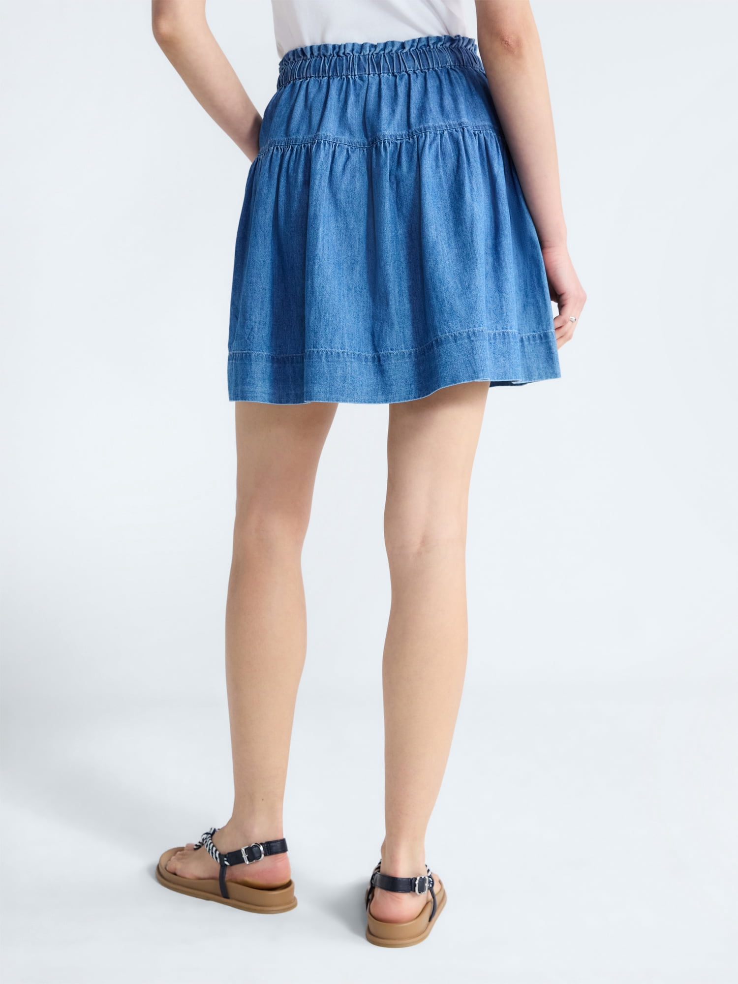 Free Assembly Women's Tiered Denim Mini Skirt, Sizes XS-XXL