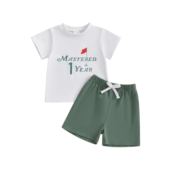 BemeyourBBs Baby Boys First Golf Birthday Outfit 1st Years Old Birthday Summer Clothes Short Sleeve Golf Letter Print TShirt Tops and Shorts Set